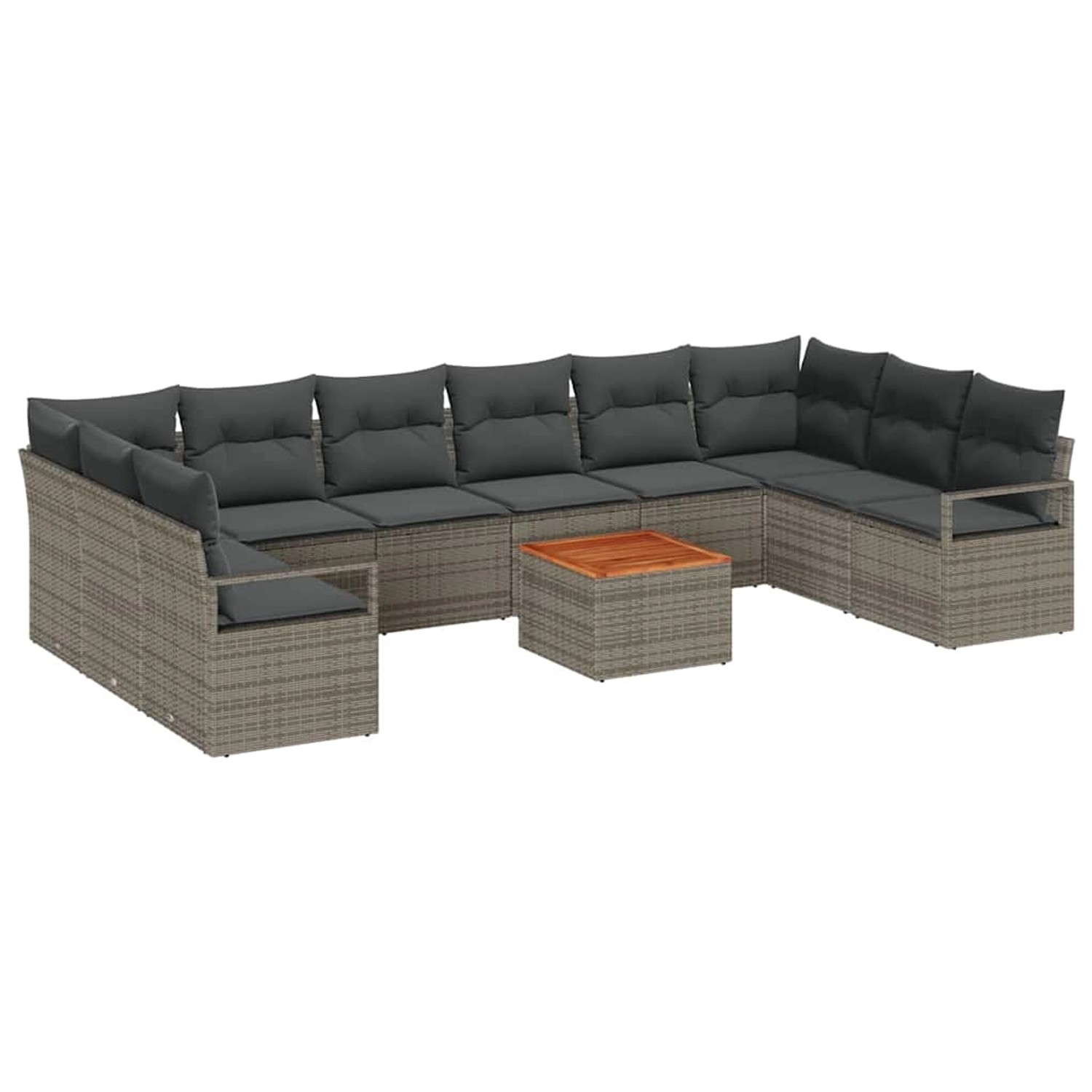 vidaXL Garten Sofa Set 11-Tlg Grau Rattan Einscheibensicherheitsglas 335642 günstig online kaufen