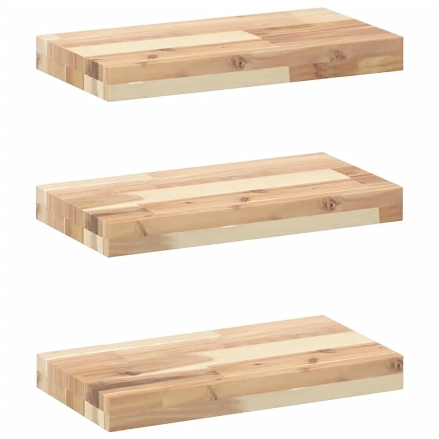 vidaXL Schweberegale 3 Stk 40x20x4 cm Massivholz Akazie Unbehandelt 3279417