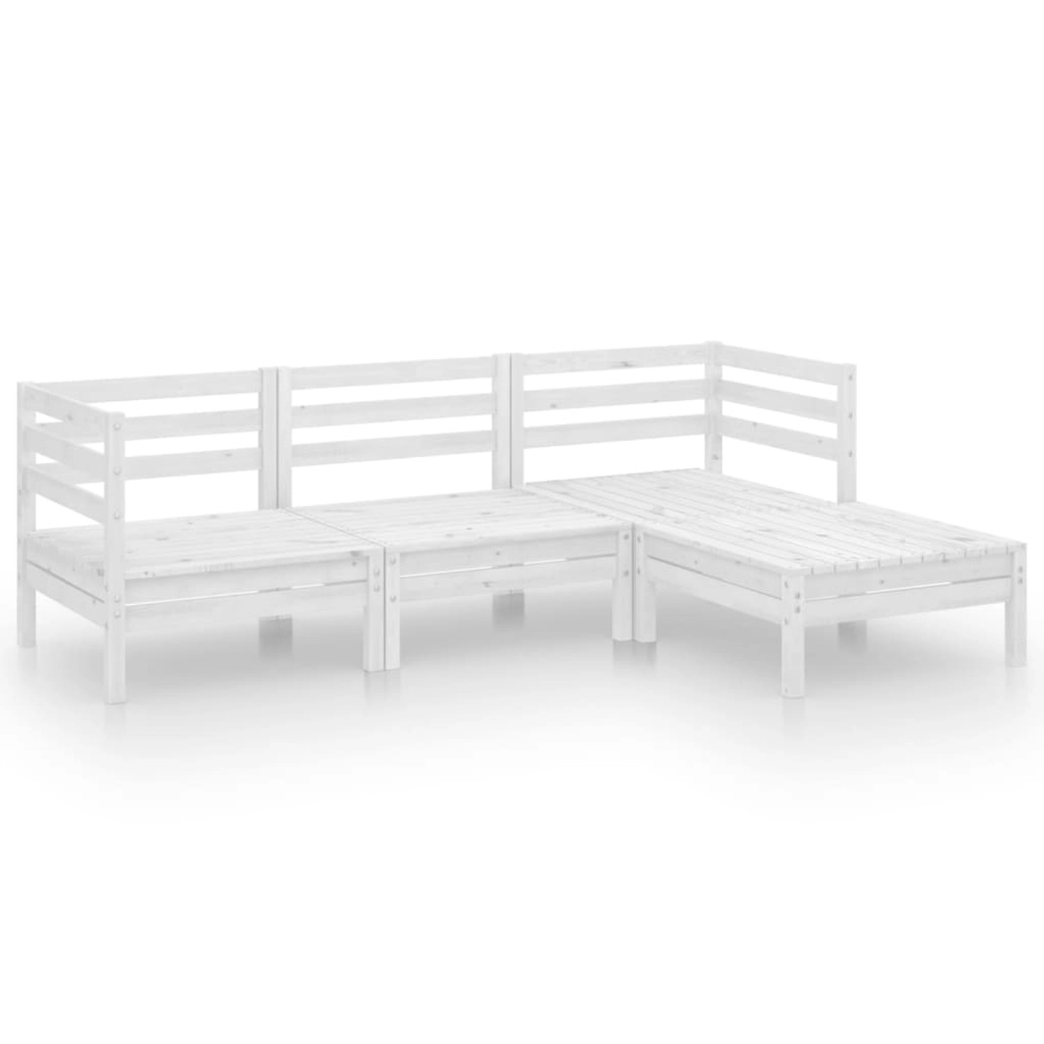 vidaXL 4-Tlg Garten-Lounge-Set Massivholz Kiefer Weiß 3082668