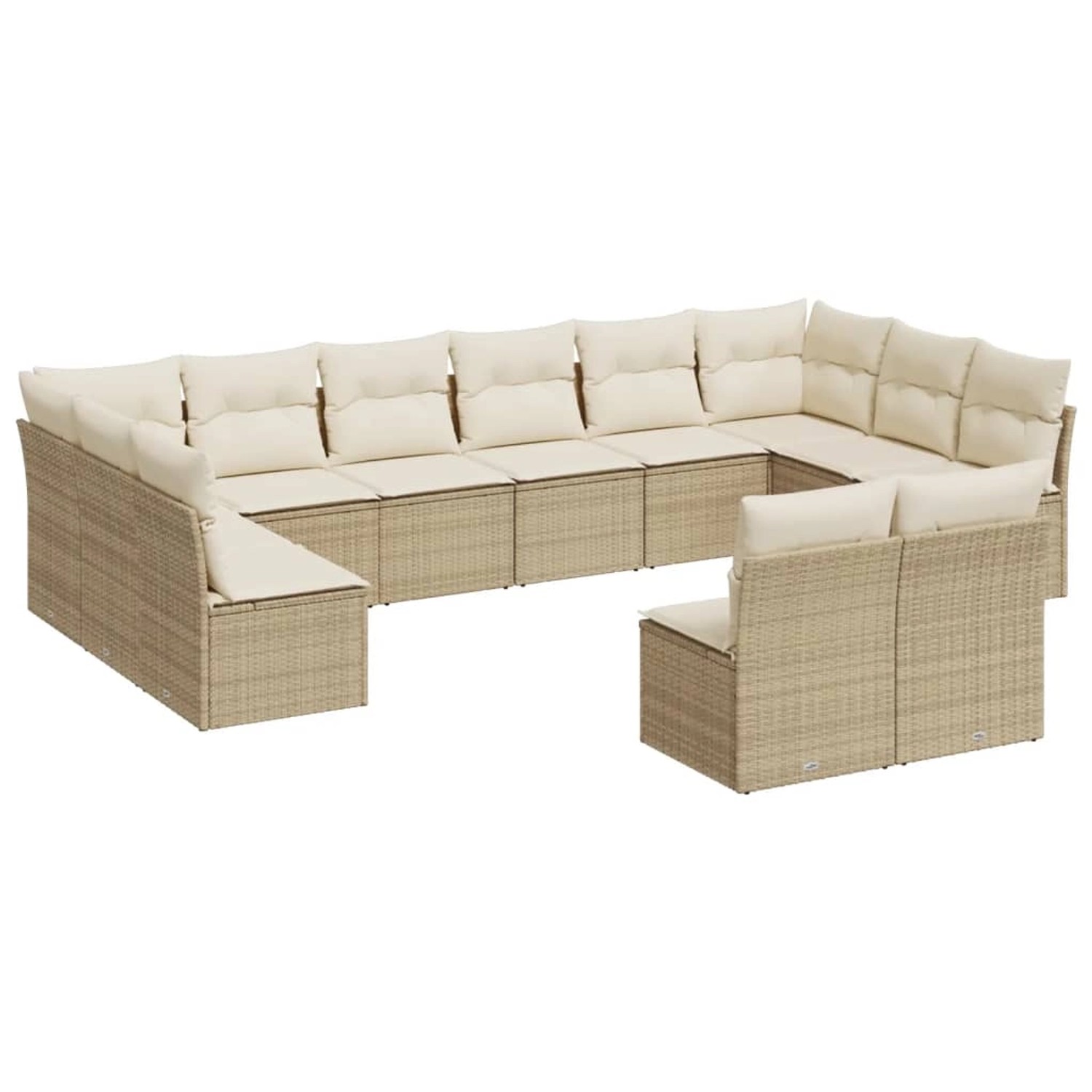 vidaXL 12-tlg Garten-Sofagarnitur mit Kissen Beige Poly Rattan Modell 28 günstig online kaufen