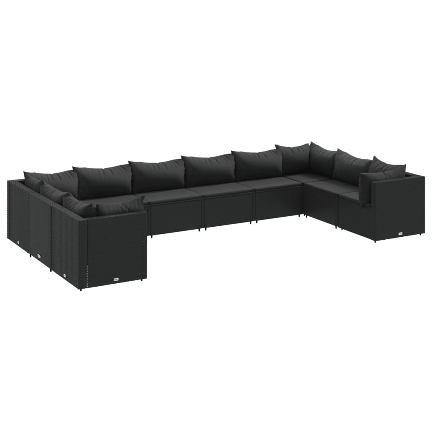 vidaXL 10-tlg Garten-Lounge-Set mit Kissen Schwarz Poly Rattan Modell 36 günstig online kaufen