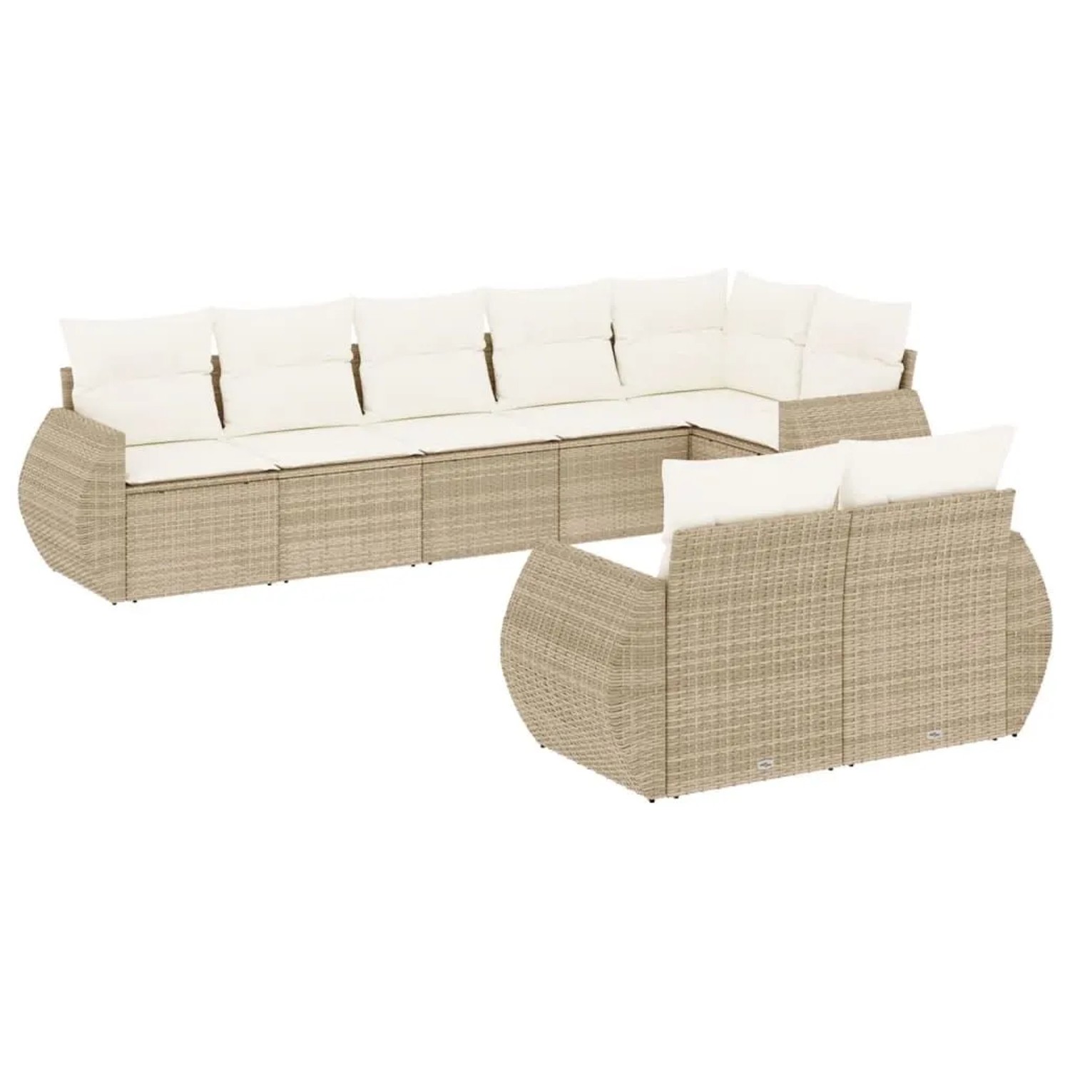 vidaXL 8-Tlg Garten-Sofagarnitur mit Kissen Beige Poly Rattan 3221617 günstig online kaufen