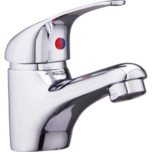 Verchromte Einhebel-Waschbeckenarmatur für Bad & WC. Glänzende Optik.