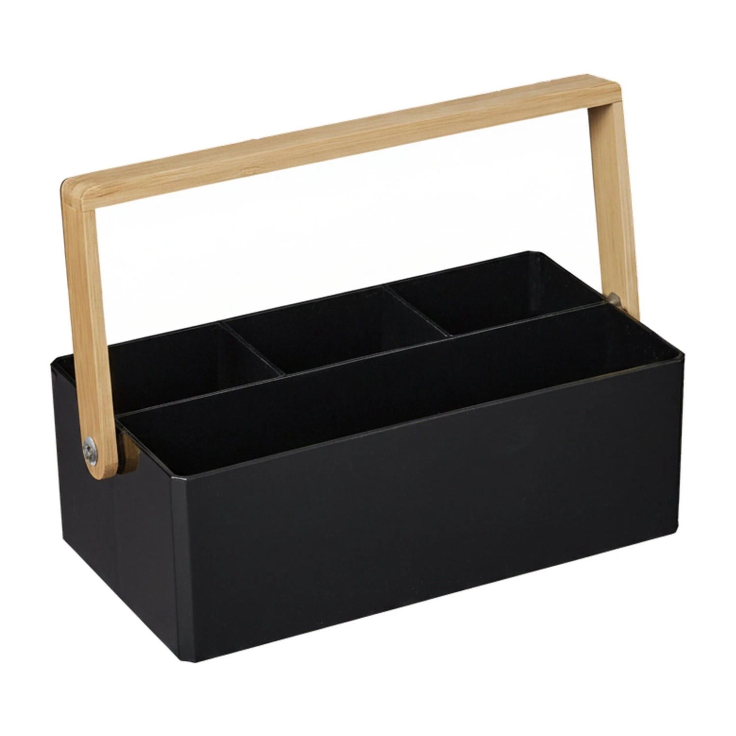 Relaxdays Organizer Kunststoff Bambus Schwarz Tragbar 26 cm x 16 cm x 8,5 cm 400 g