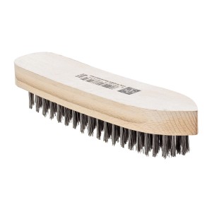 LUX Hand-Drahtbürste mit Holzgriff, 6-reihig, zum Reinigen und Entrosten.