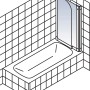 Einfaltbarer Schulte Badewannenaufsatz Alpinweiß, 140x115 cm, an Badewanne montiert.