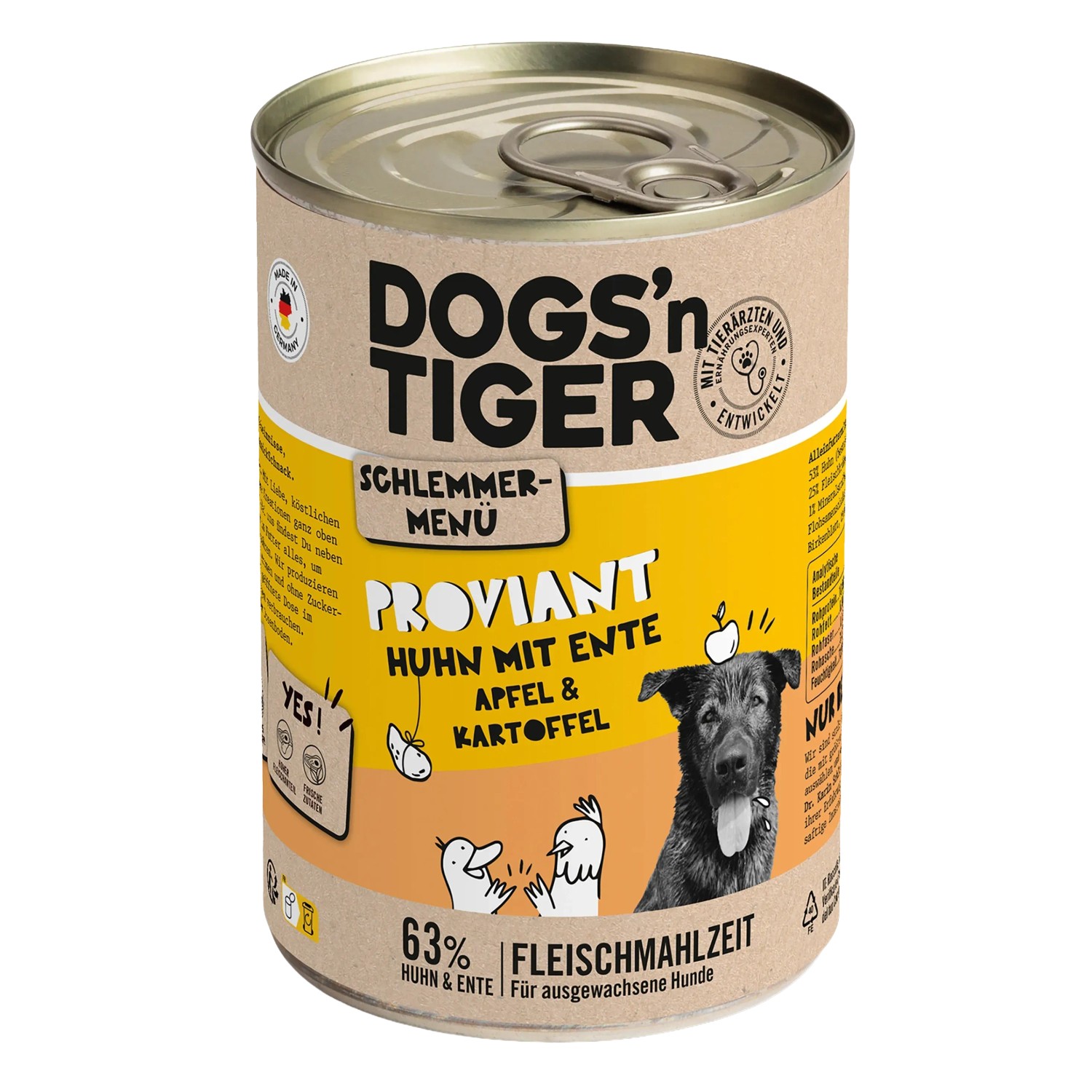 Dogs'n Tiger Hunde-Nassfutter Proviant Huhn mit Ente 400 g