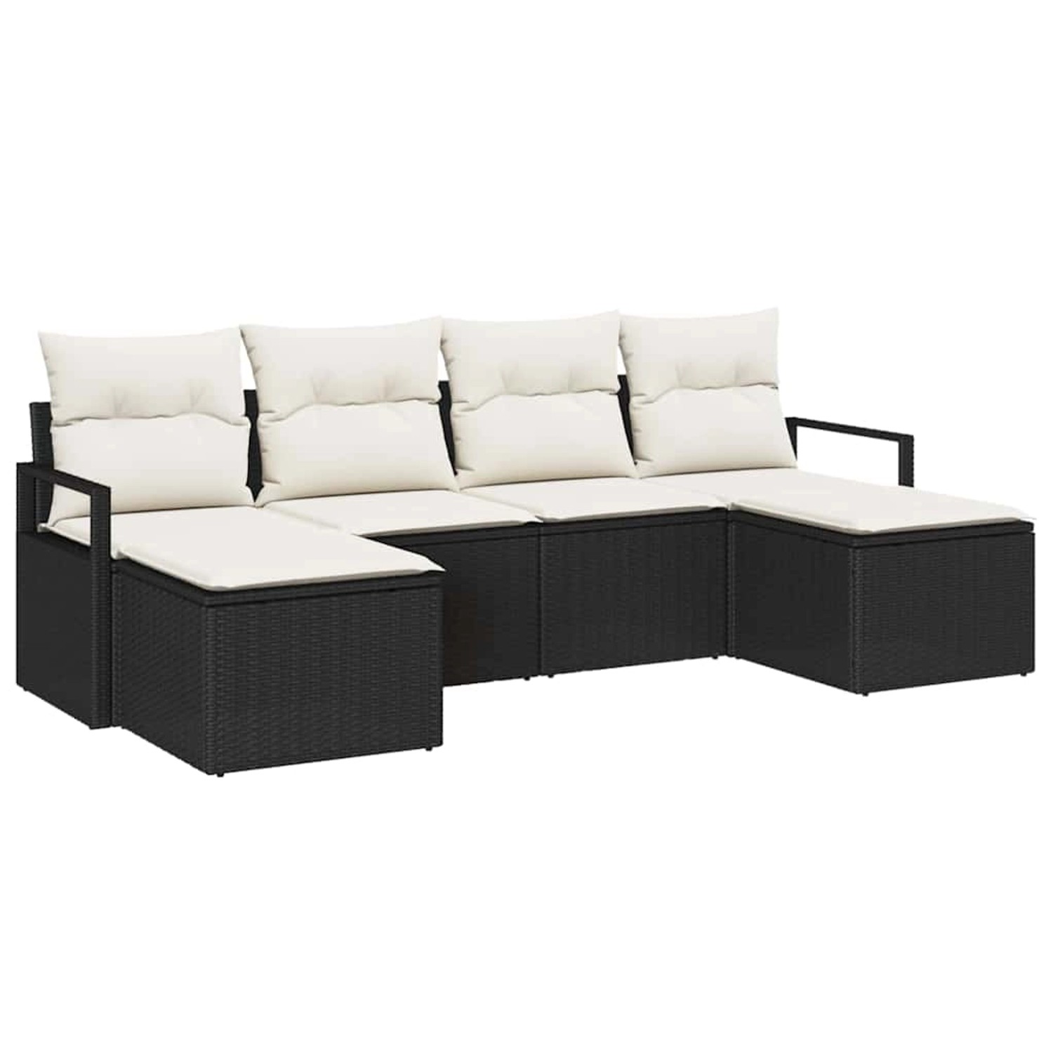 vidaXL Garten-Sofa-Set 6-Tlg Schwarz Poly Rattan 3346487 günstig online kaufen
