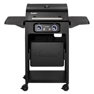 Enders Elektrogrill eFlavour 2 Turbo, schwarzer Grillwagen mit Garhaube und Ablagen.