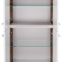 Offener Fackelmann Doppel-Hochschrank Verona, 60 cm, Nussbaum/Weiß Hochglanz mit Glasböden.