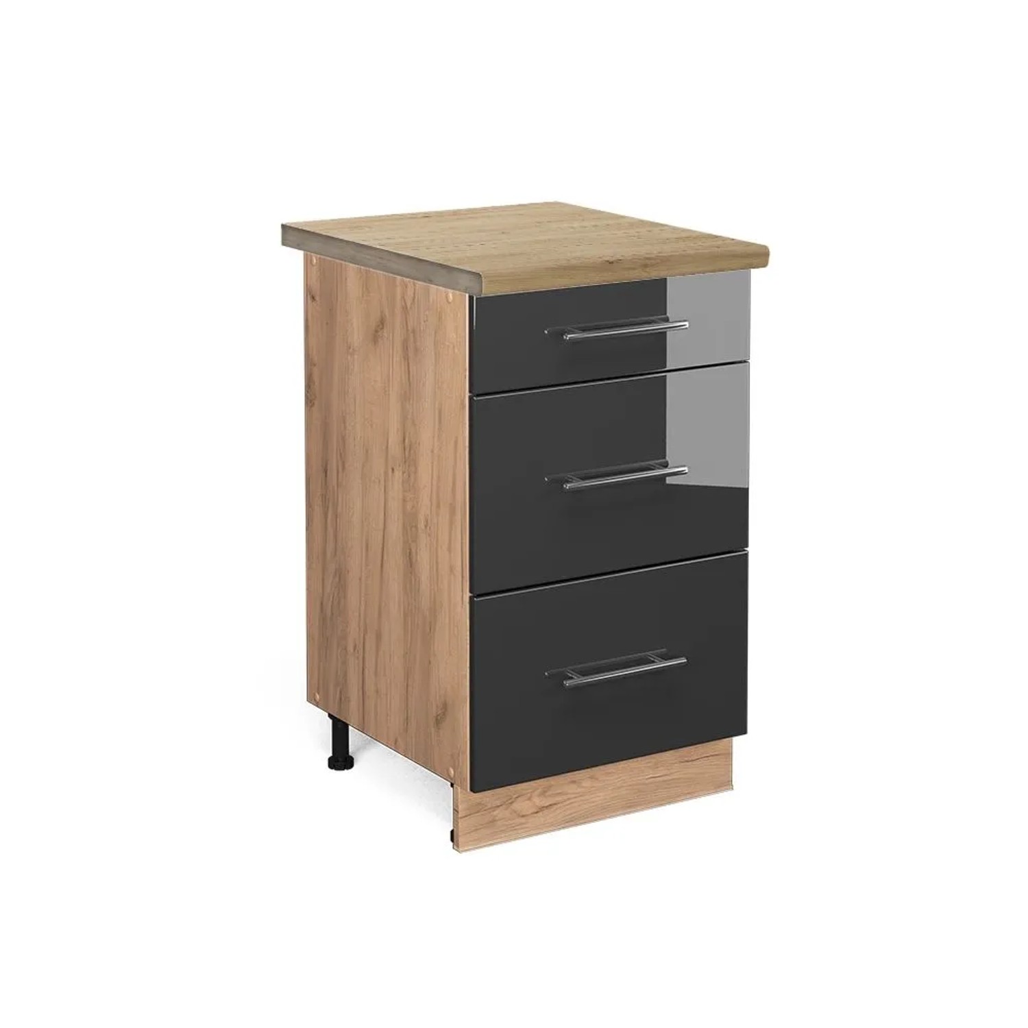 Vicco Küchenunterschrank Fame-Line Anthrazit Hochglanz Goldkraft Eiche 50 cm AP Eiche