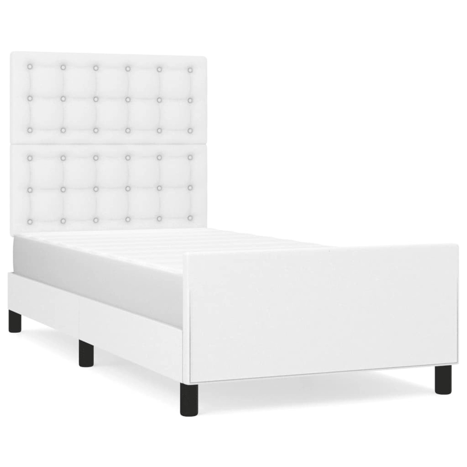 vidaXL Bettgestell mit Kopfteil Weiß 90x190 cm Kunstleder Modell 41358657 günstig online kaufen