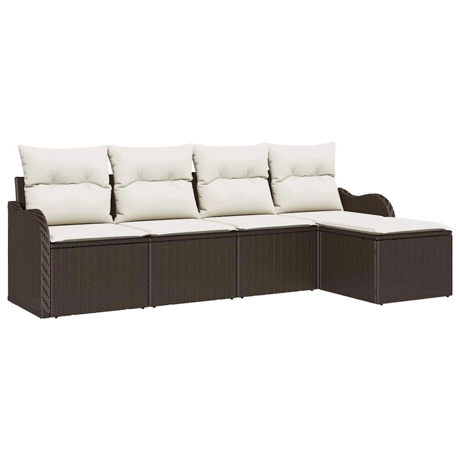vidaXL Garten-Sofa-Set mit Kissen 5-Tlg Braun Poly Rattan 3345658 günstig online kaufen