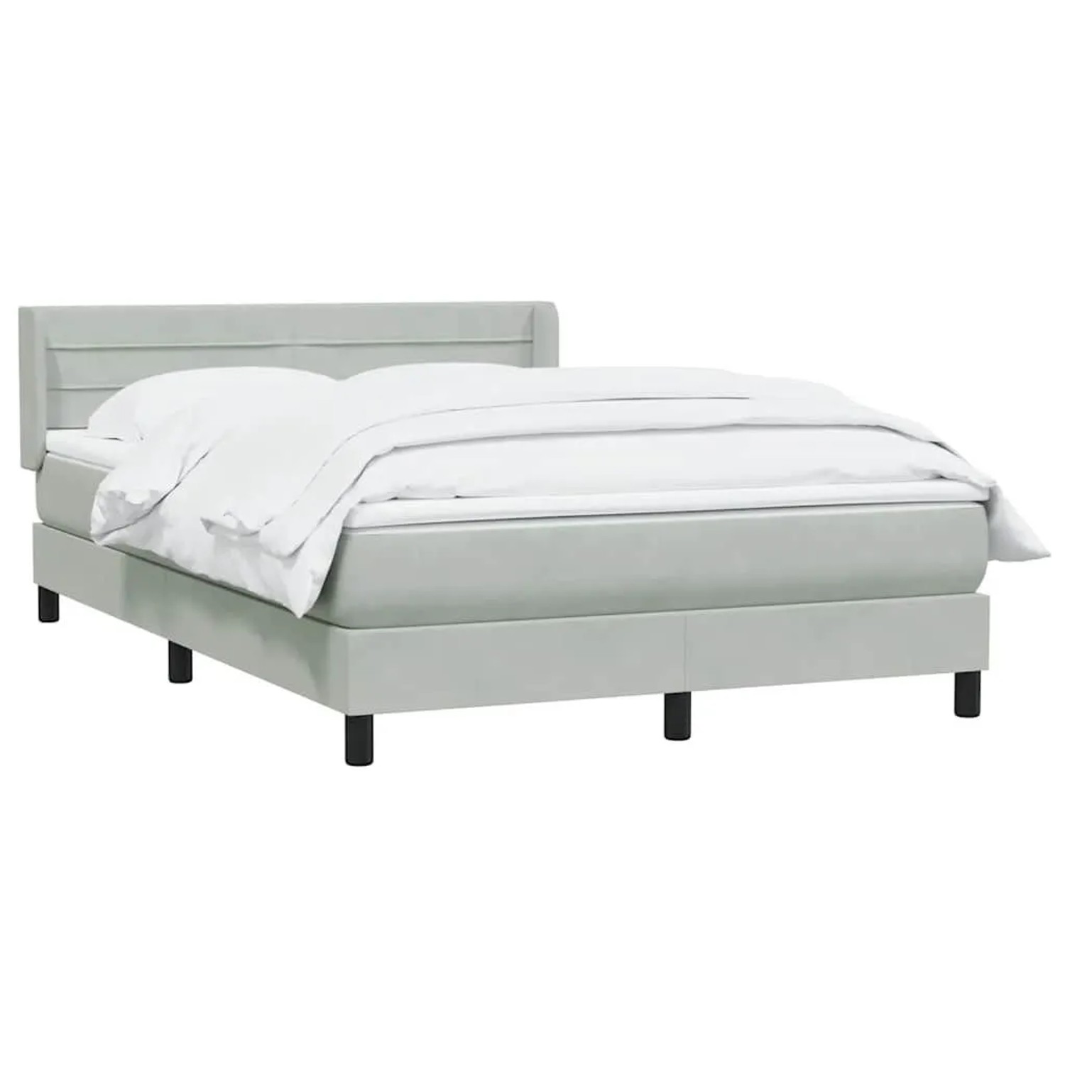 vidaXL Boxspringbett mit Matratze Hellgrau 160x210 cm Samt 3318201