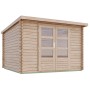 Karibu Gartenhaus Dortmund Solo aus Holz mit Doppeltür und Pultdach.