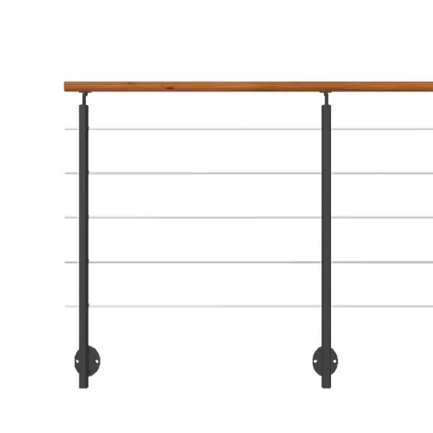 Kordo Geländerset 2m Alu Seitliche Befestigung Anthrazit mit Handlauf Eiche Gebeizt Inoline