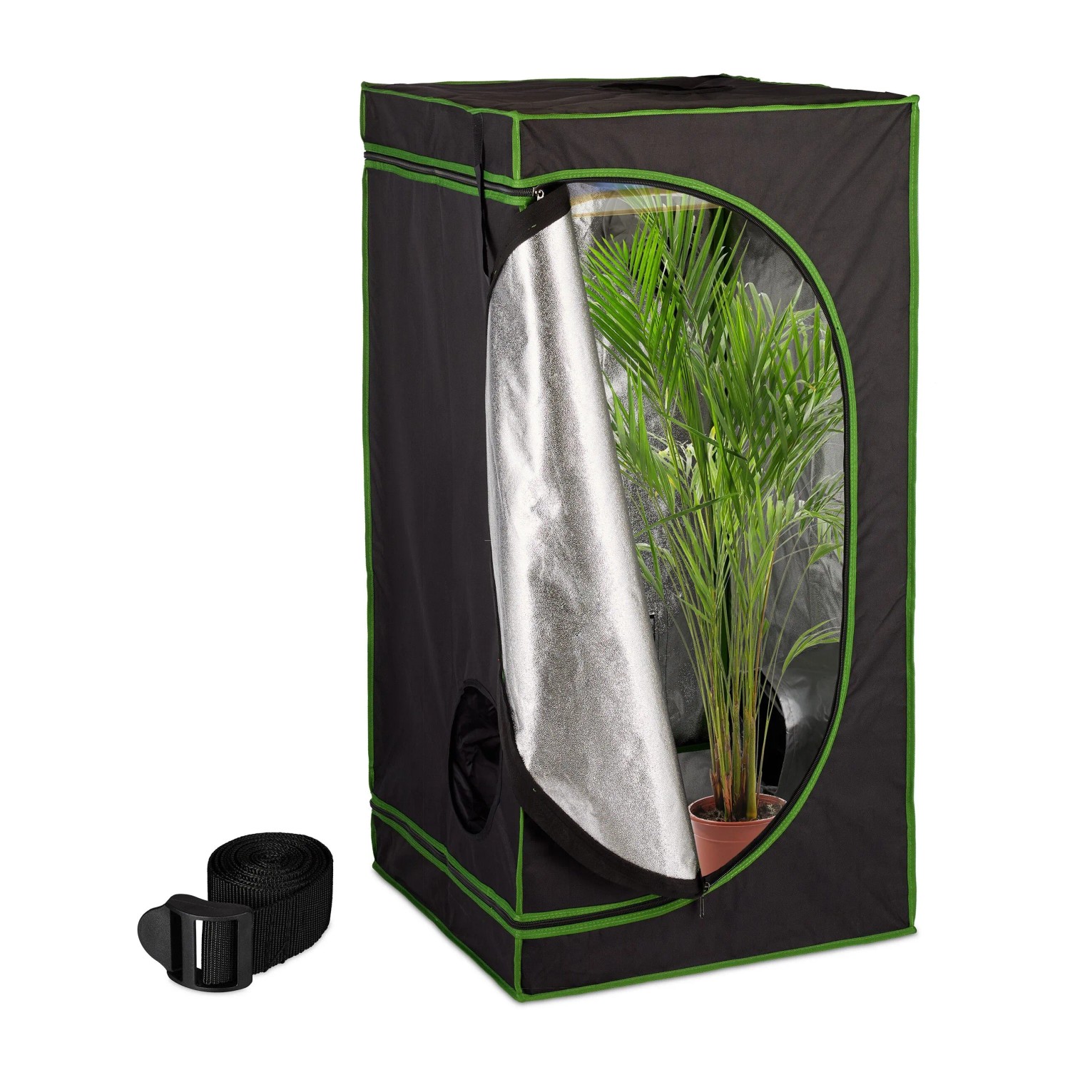 Relaxdays Growzelt Polyester Stahl Schwarz Lichtdicht 60 cm x 60 cm x 120 cm