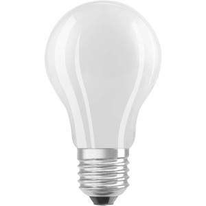 Matte Osram LED Lampe E27 in Glühlampenform, 4,3W, warmweißes Licht.
