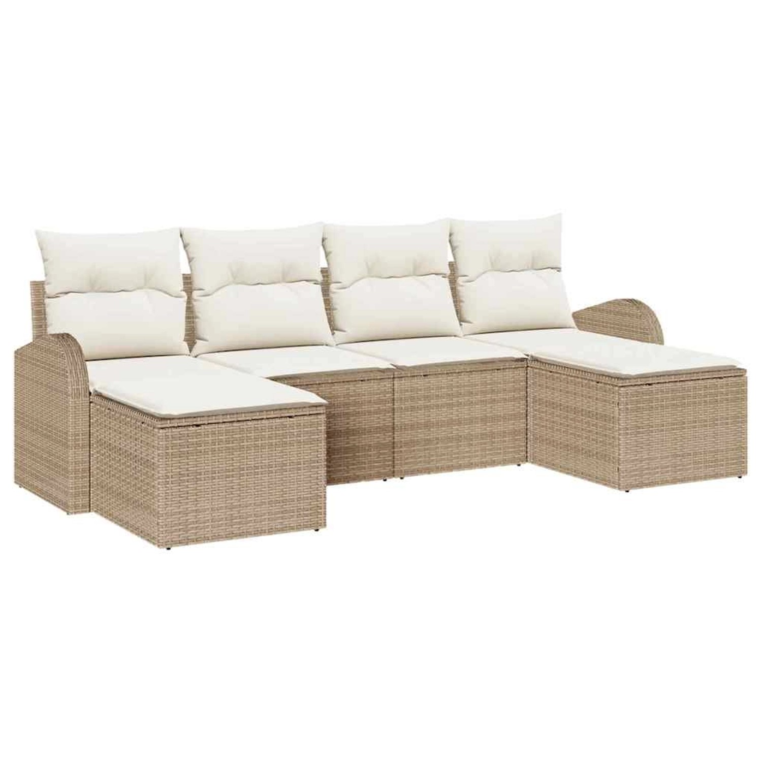 vidaXL Garten-Sofa-Set mit Kissen 6-Tlg Beige Weiß Poly Rattan 3354820 günstig online kaufen