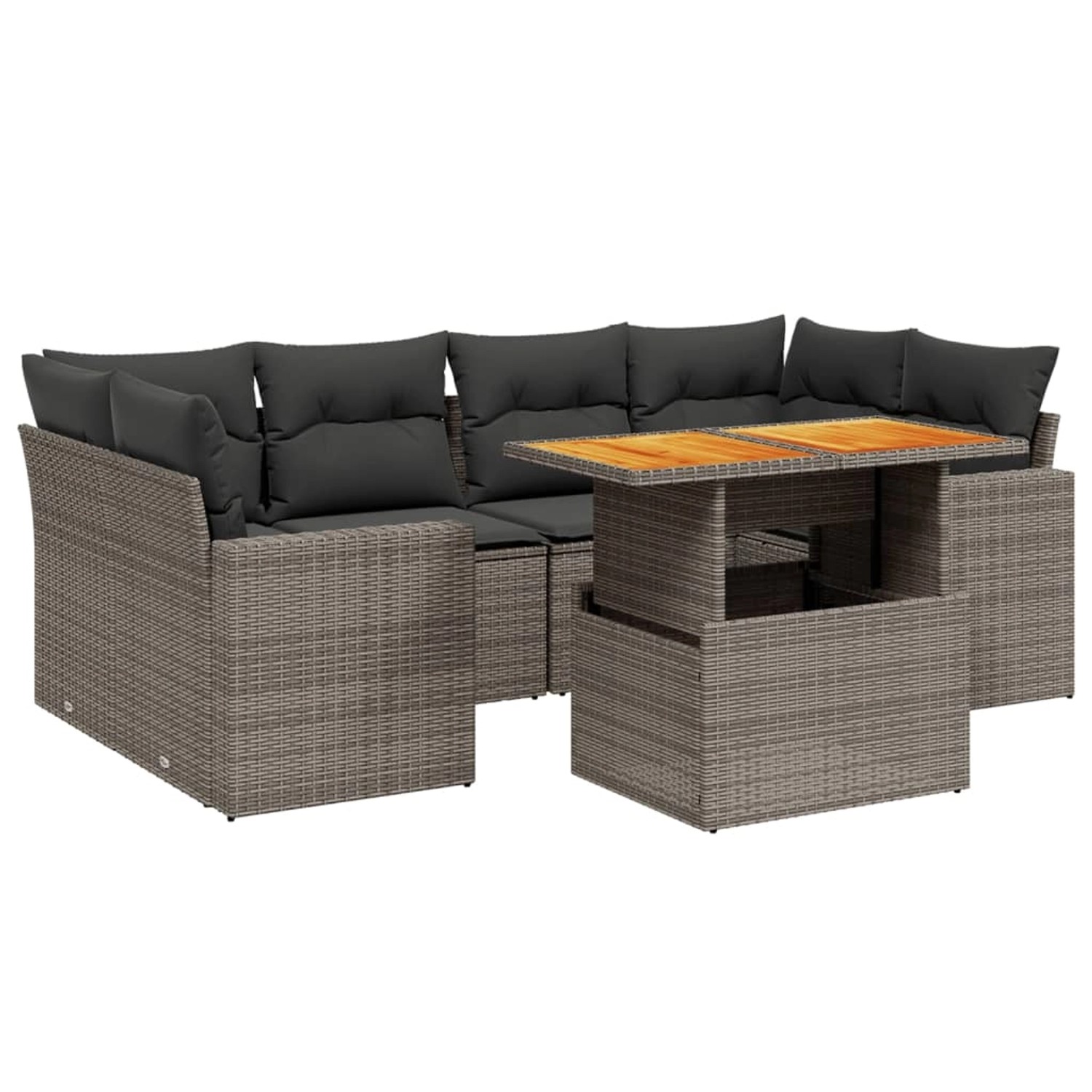 vidaXL 7-Tlg Garten-Sofagarnitur mit Kissen Grau Poly Rattan 3271214 günstig online kaufen