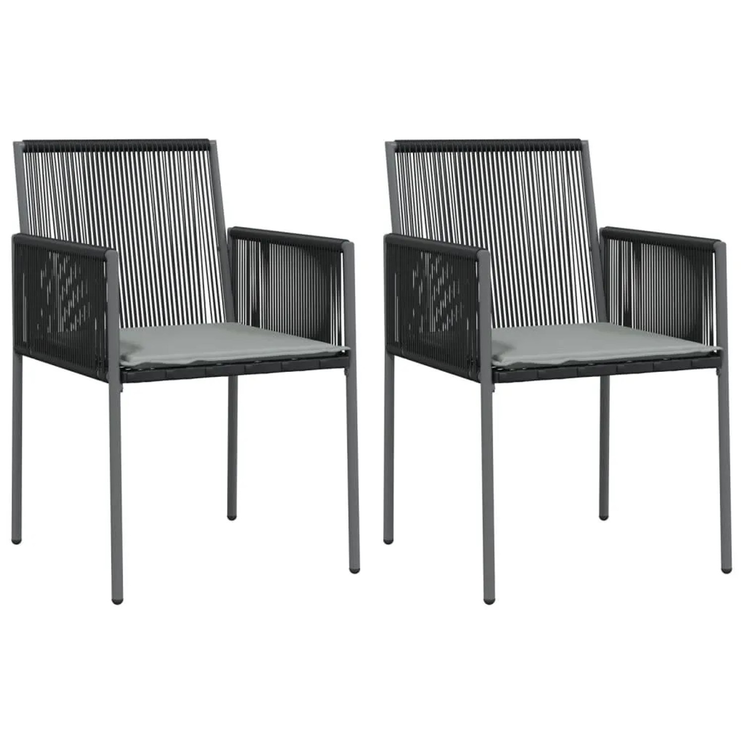 vidaXL Gartenstühle mit Kissen 2 Stk Schwarz 54x60,5x83,5 cm 364102 günstig online kaufen