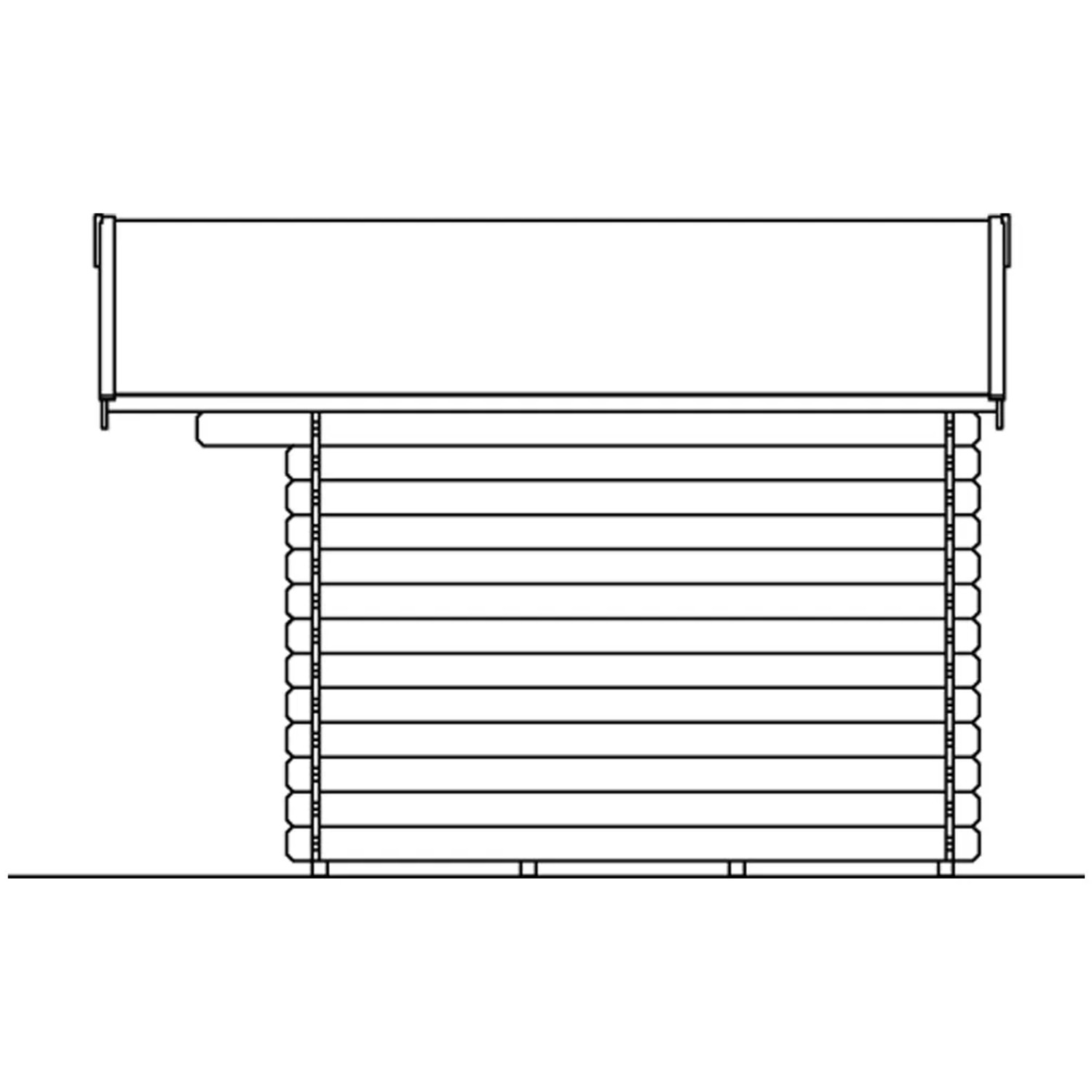 Skizze des Skan Holz Gartenhaus Como 2 Natur, 300x250 cm, Holz-Gartenhaus mit Satteldach.