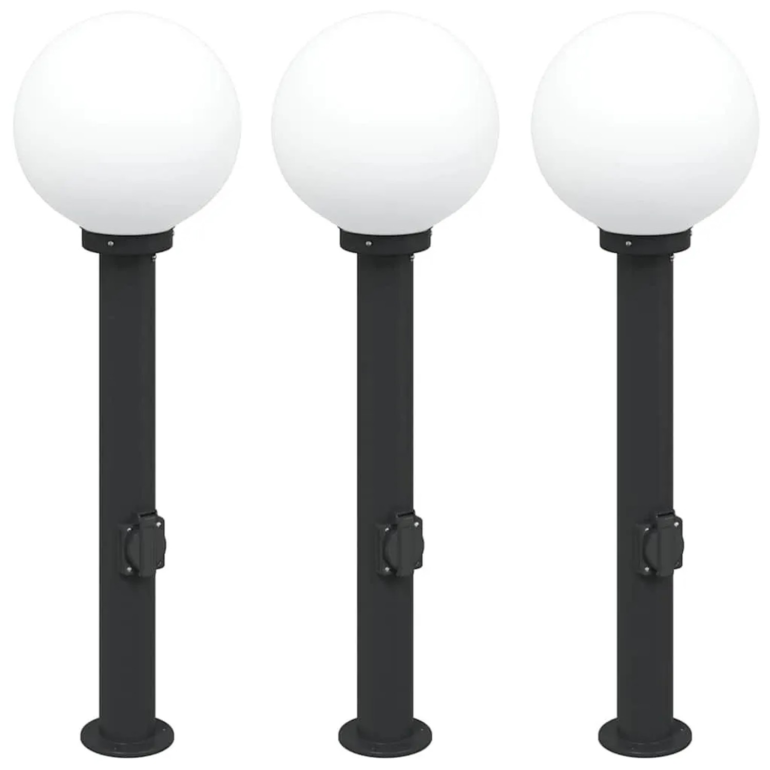 vidaXL Pollerleuchten mit Steckdose 3 Stk 80 cm Schwarz IP44 4006120