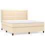 Cremefarbenes vidaXL Boxspringbett 180x200 cm mit Stoffbezug und Matratze.