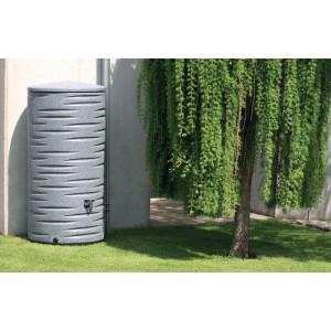 Arves Regenwassertank Freze 410 l in Granit-Optik, mit Zapfhahn, zur Gartenbewässerung.