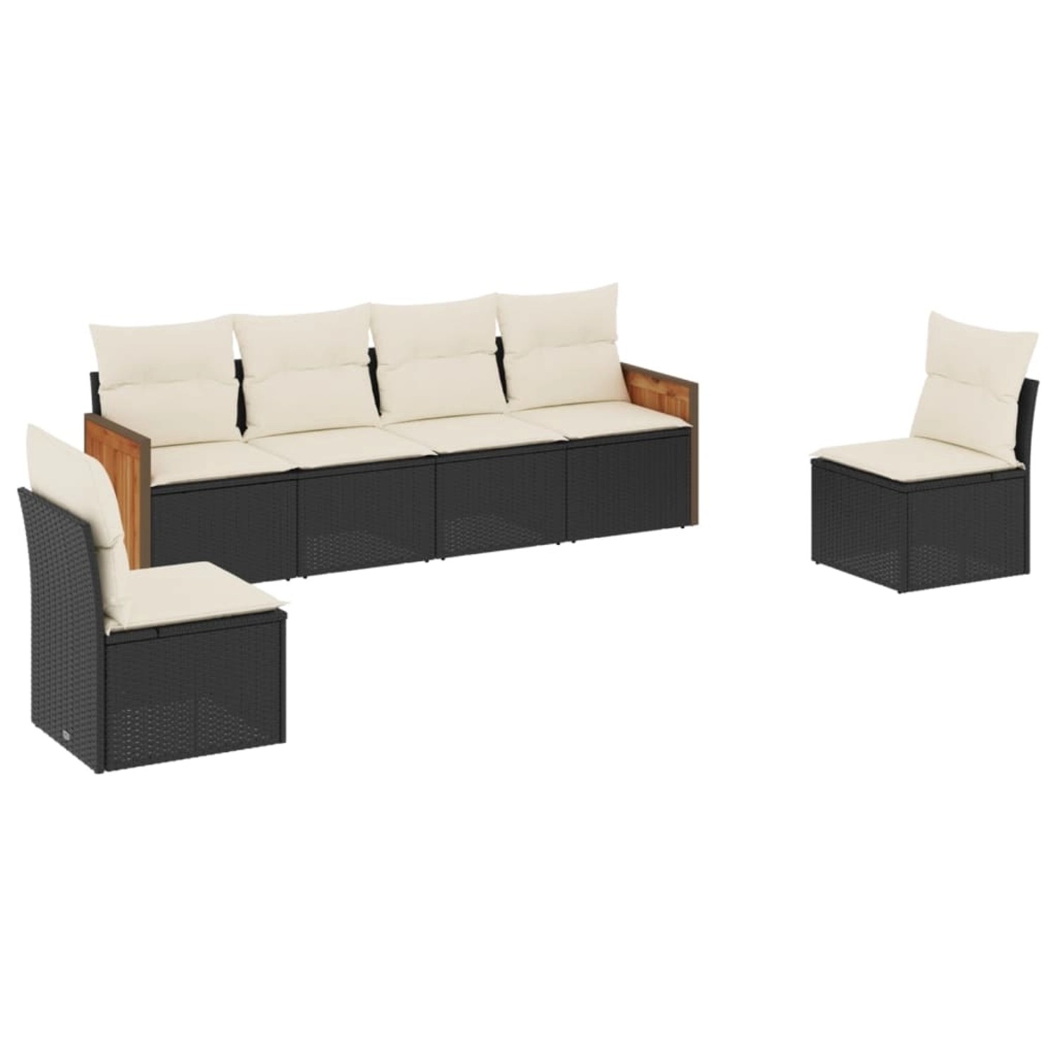 vidaXL 6-Tlg Garten-Sofagarnitur mit Kissen Schwarz Poly Rattan 3259942 günstig online kaufen