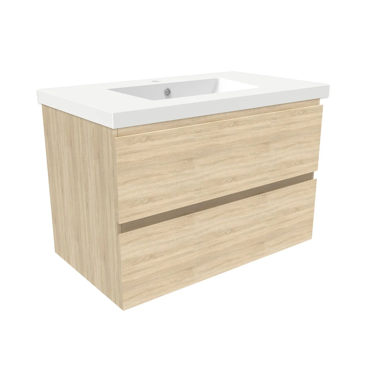 AICA Waschtisch mit Unterschrank 80 cm Aalst Badmöbel Set 2 tlg. Waschbecken mit Unterschrank Eiche Matt Softclose