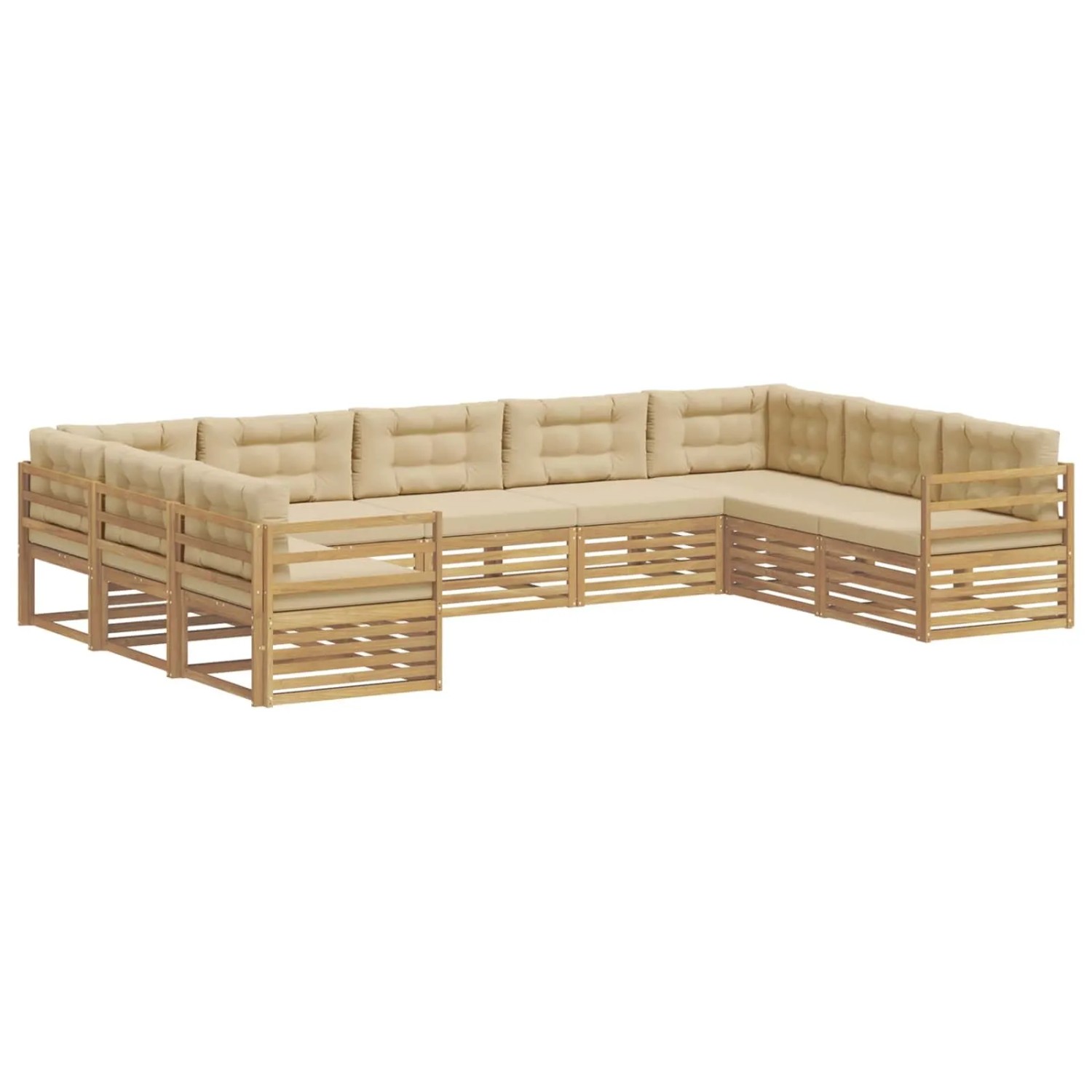 vidaXL Outdoor-Sofagarnitur 9 Stk Weiß und Beige 404 x 245,5 x 73 cm 3391138