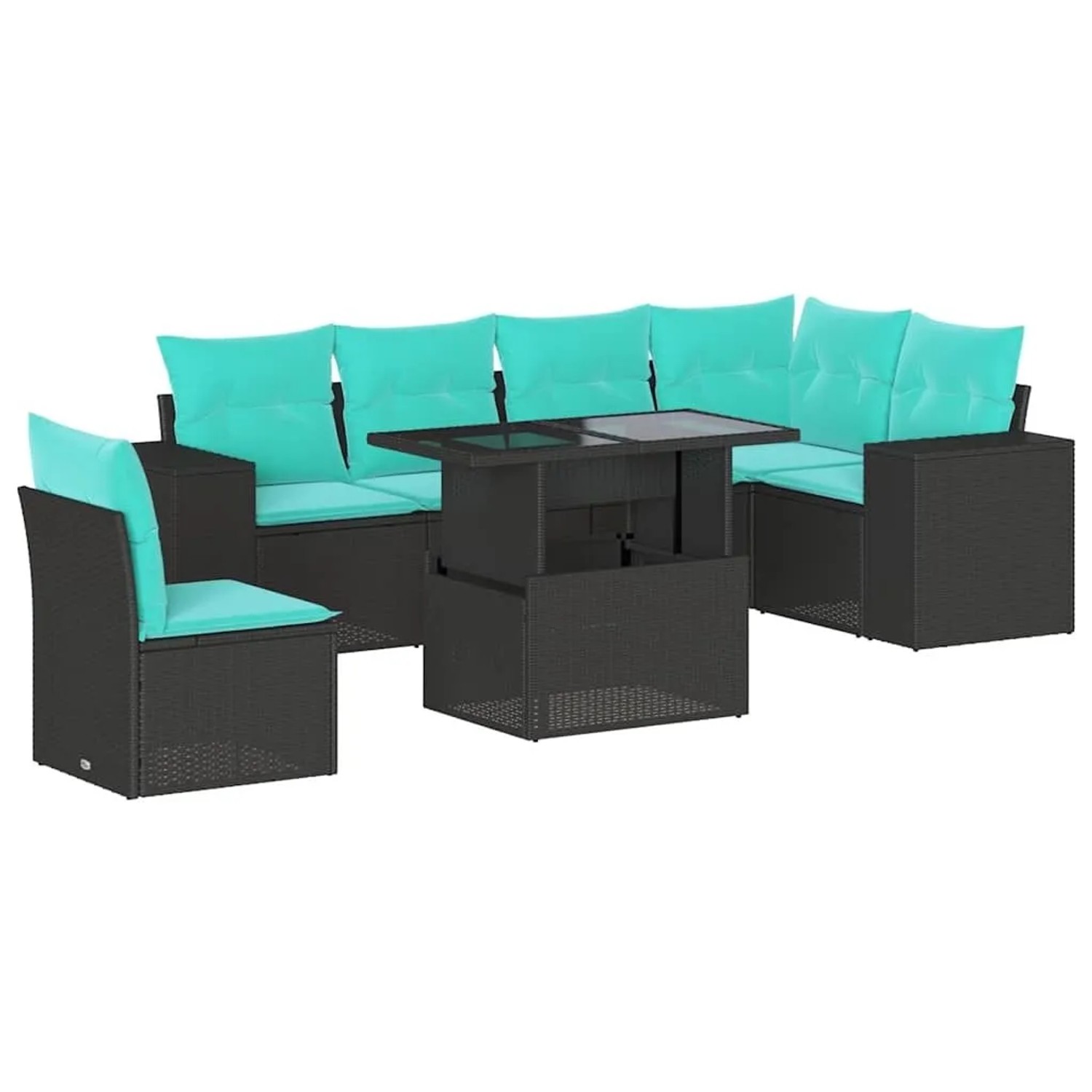 vidaXL 7-Tlg Gartensofa-Set mit Kissen Schwarz Polyrattan 3269197 günstig online kaufen