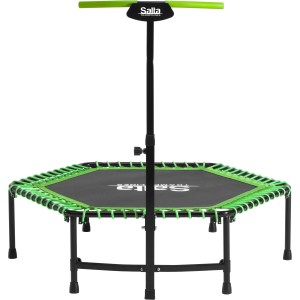 Salta Fitness Trampolin, Ø 128 cm, grün, mit Griffstange für sicheres Training.