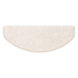Cremefarbene, halbrunde KARAT Shaggy Stufenmatte Barcelona, 23,5x65 cm. Flauschiger Treppenschutz.