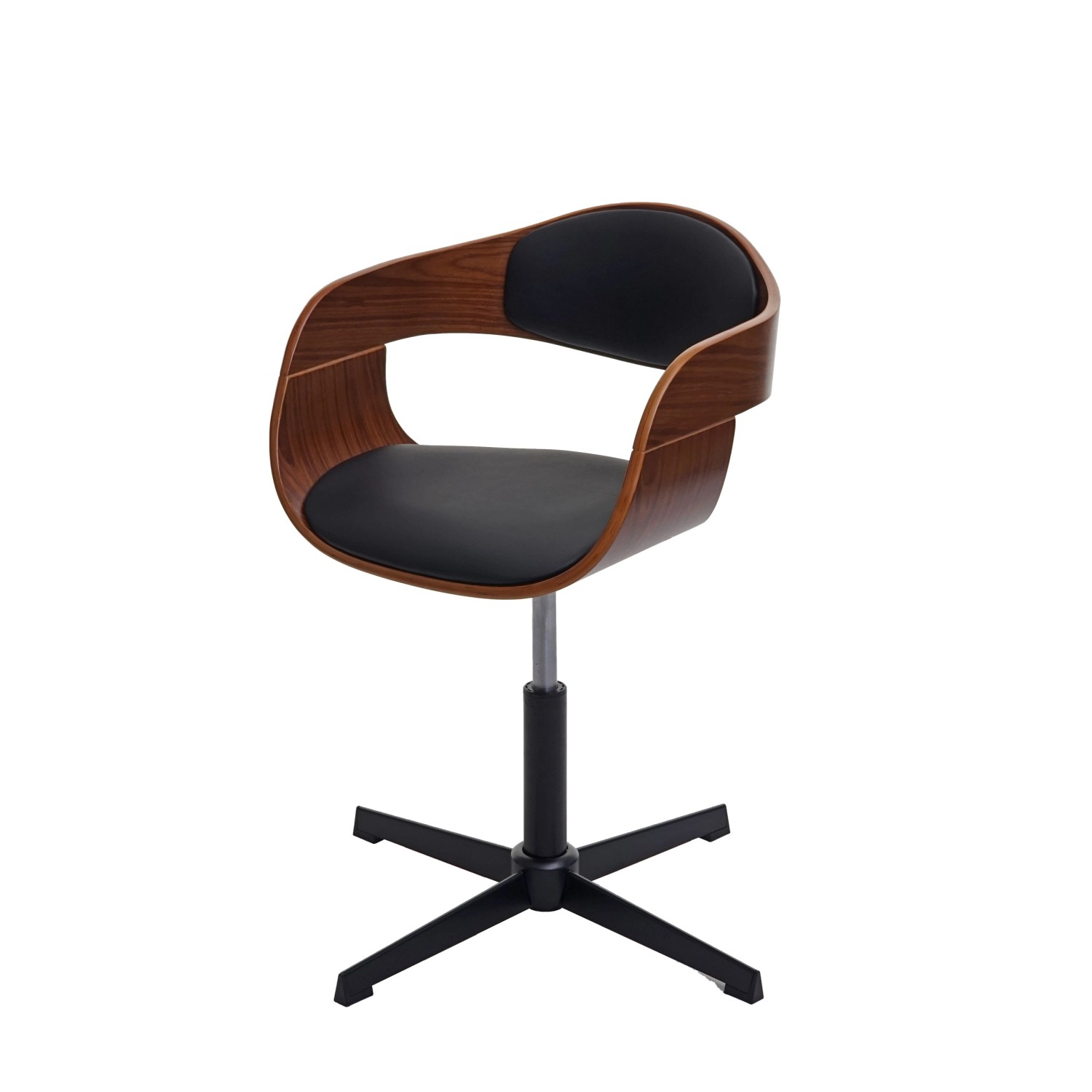 MCW Bürostuhl H46 Walnuss-Optik Kunstleder Schwarz günstig online kaufen