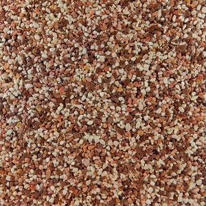 Marmor Steinteppich Mix Firenze, 4-6 mm Körnung. Gerundeter Naturstein-Kies in Rot, Rosa und Weiß für Innenbereiche.