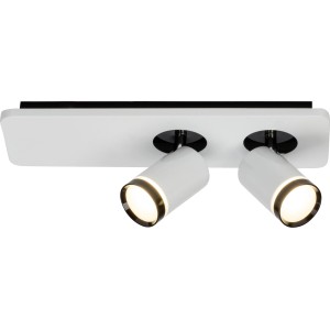 Dimmbarer LED-Spot Sol in Weiß/Schwarz, 2-flammige Deckenleuchte für Wohnräume.