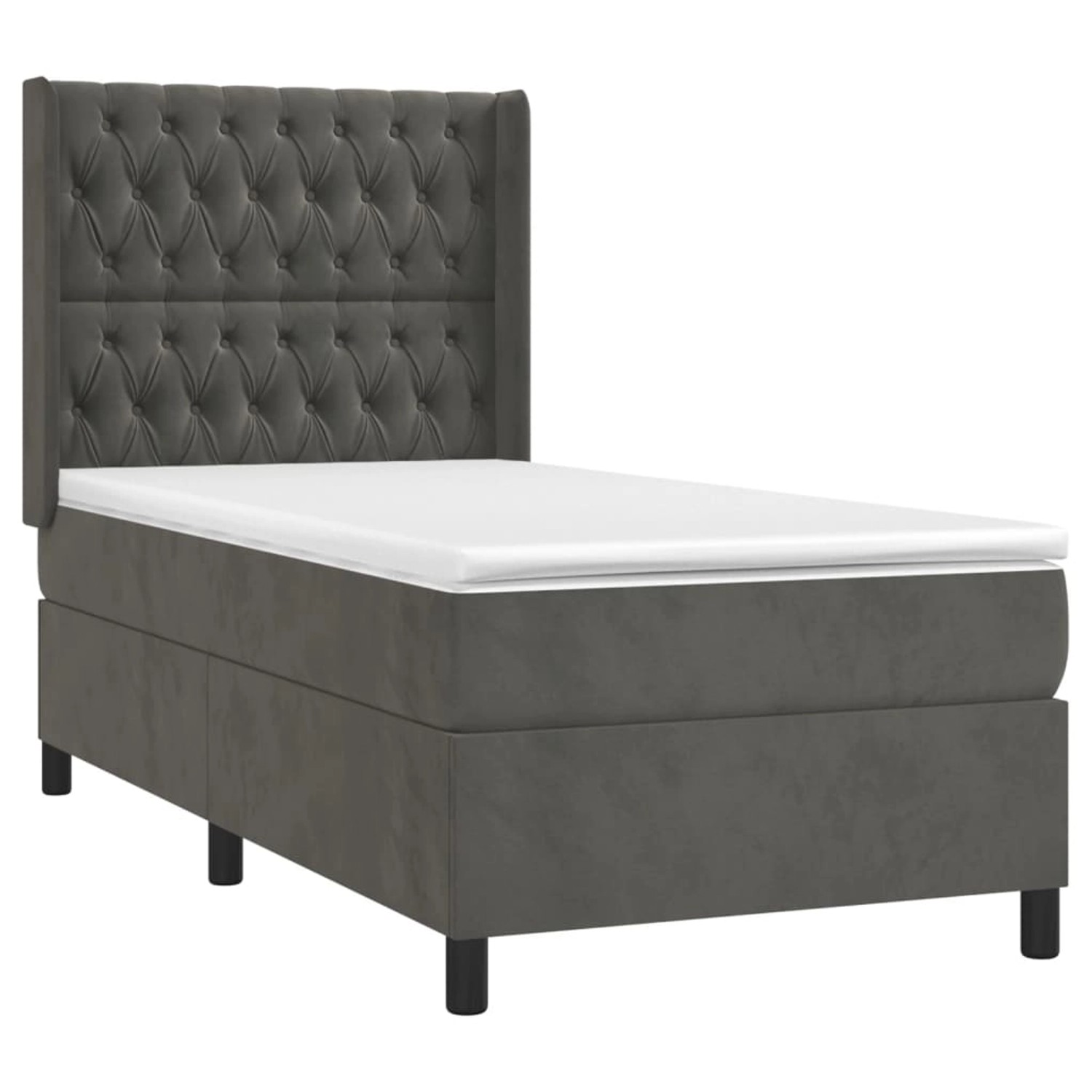 vidaXL Boxspringbett mit Matratze & LED Dunkelgrau 90x190 cm Samt 3139716 günstig online kaufen