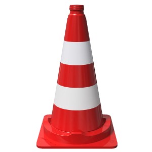 Schake Leitkegel, 500 mm, rot-weiß mit reflektierender Folie für Baustellen und Verkehrssicherung.