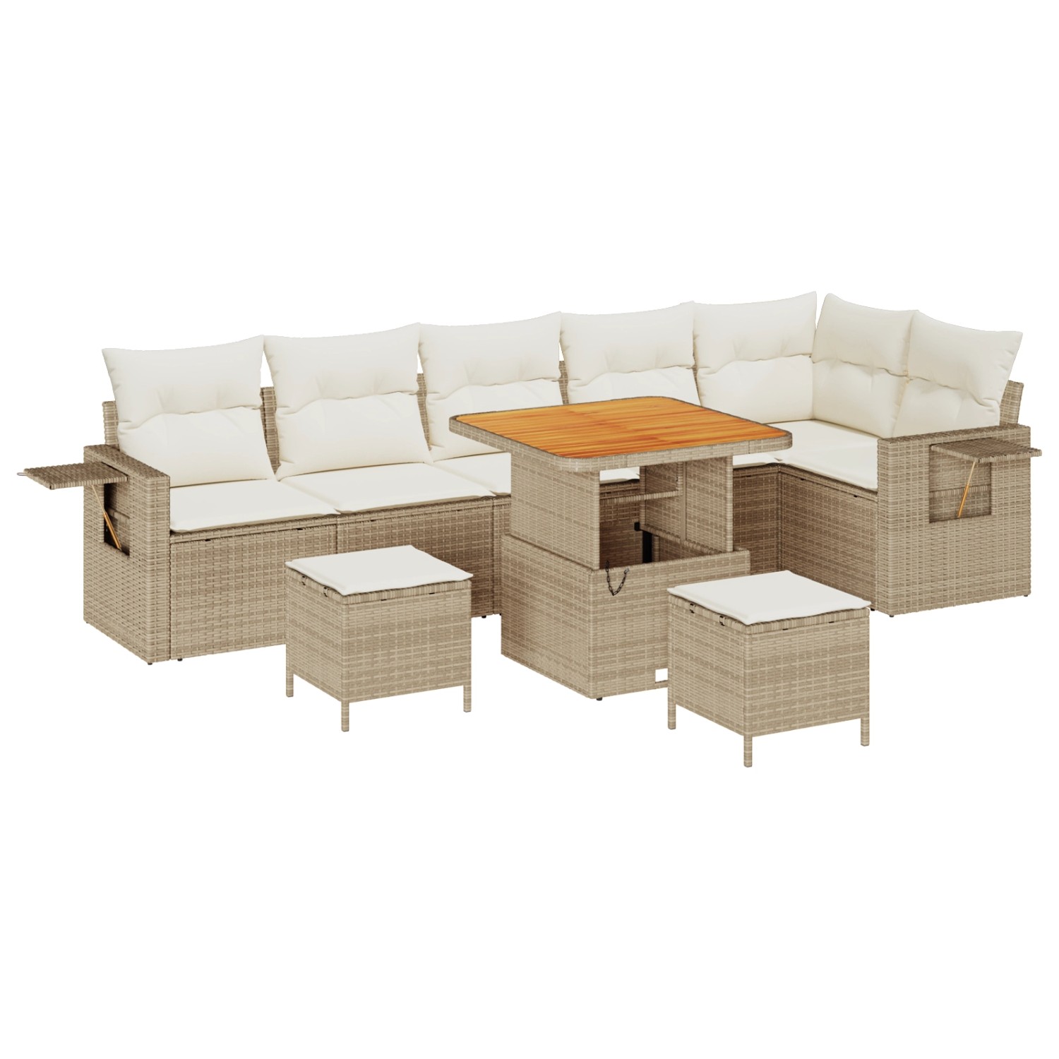 vidaXL Garten-Sofa-Set mit Speicher 9-Tlg Beige Poly Rattan 3363711 günstig online kaufen