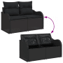 vidaXL Garten-Sofa-Set, 7-teilig, schwarz, Poly Rattan, modulare Bauweise, mit Kissen.