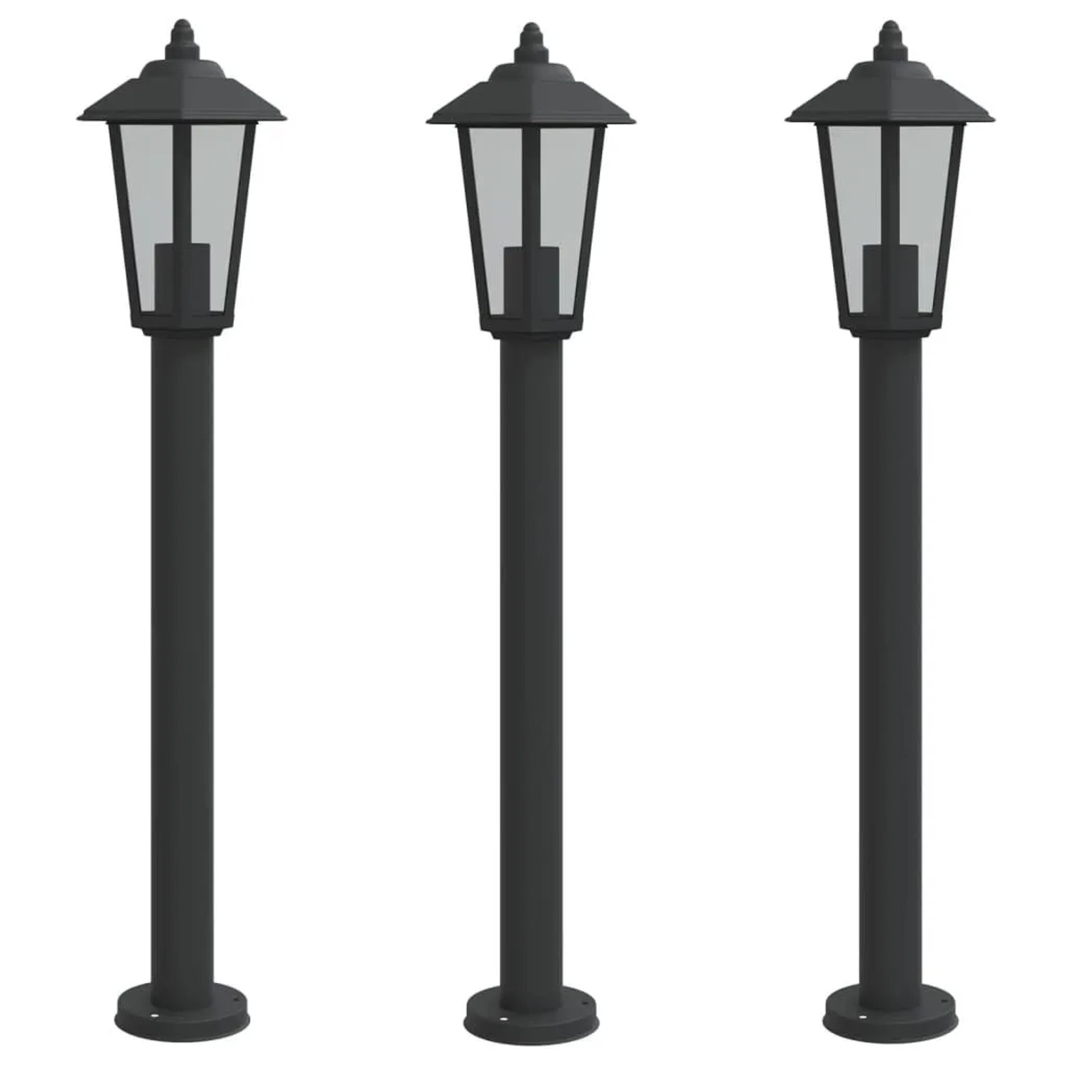vidaXL Wegeleuchten 3 Stk Schwarz 80 cm Edelstahl 4006386