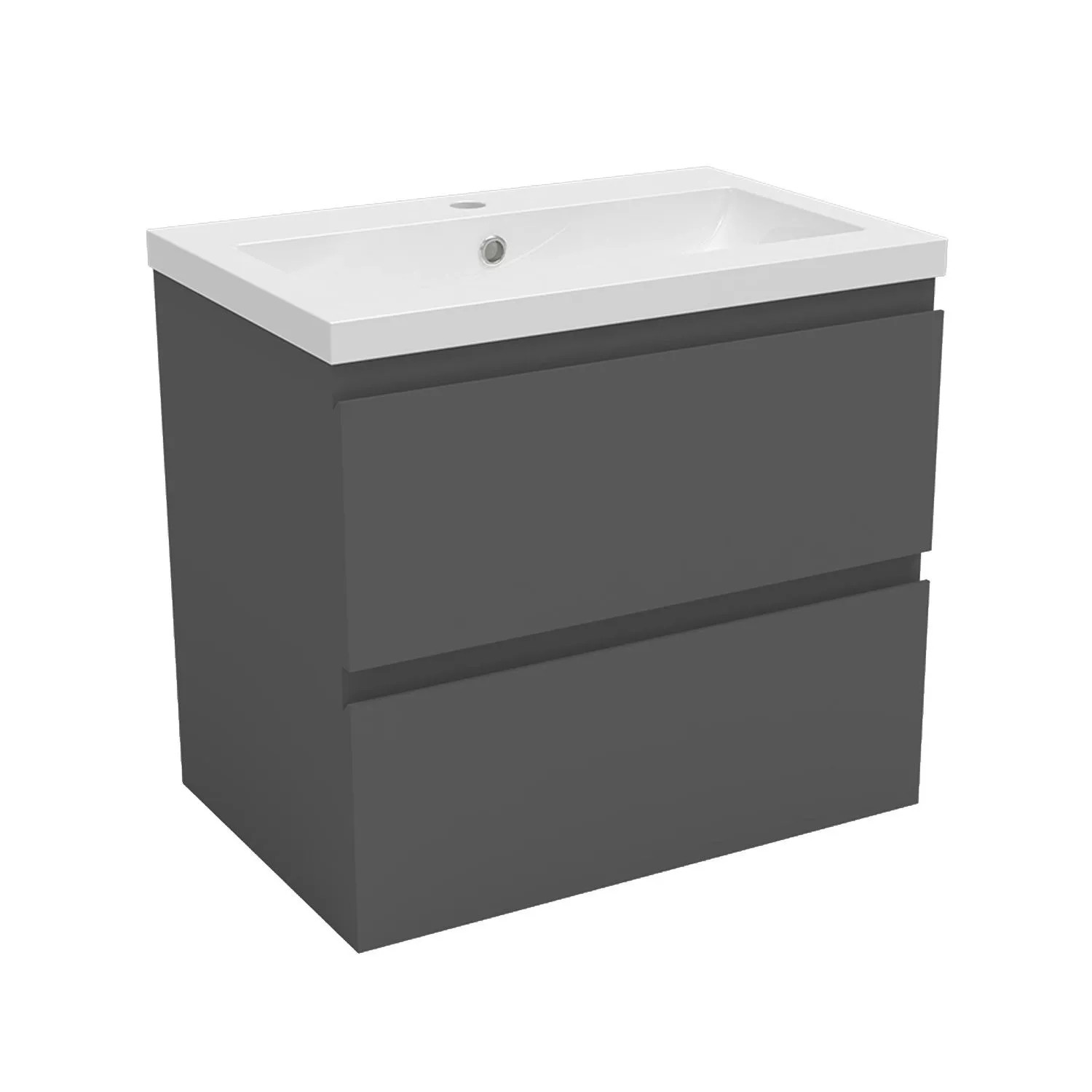 AICA Waschtisch mit Unterschrank 60 cm Aalst Badmöbel Set 2 tlg. Waschbecken mit Unterschrank Anthrazit Matt Softclose
