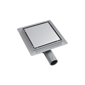 Verosan+ Bodenablauf-Komplettset, 15x15 cm, befliesbar, mit Edelstahlrost und Ablaufrohr.