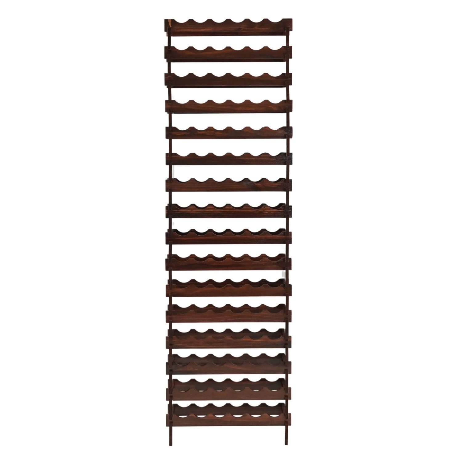 PROREGAL Weinregal NAVARRA Aus Holz 219x65x28cm 96 Flaschen Auf 16 Ebenen Schmal Flaschenregal Freistehend Massives Kiefernholz Braun Geölt