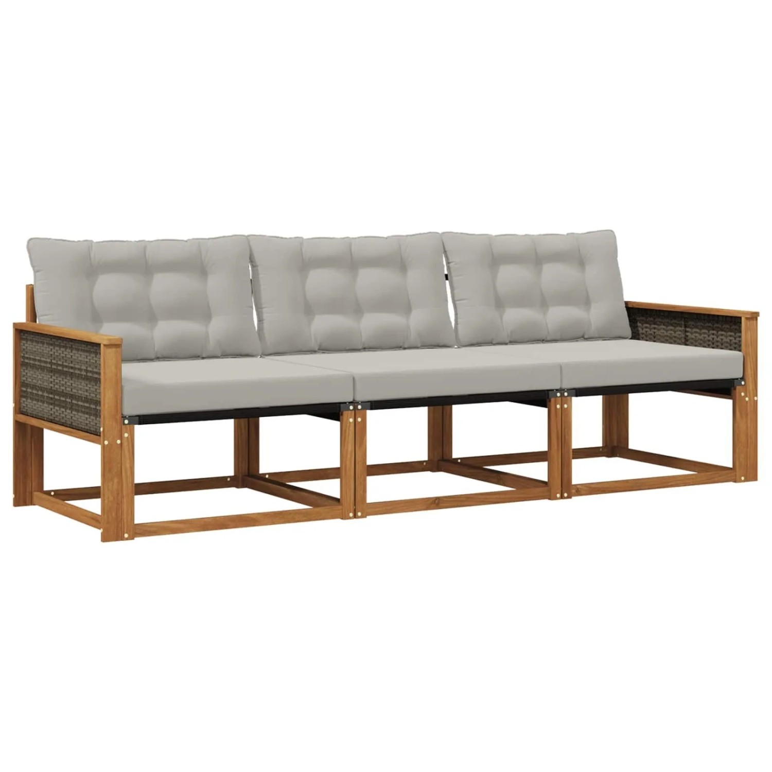 vidaXL Outdoor-Sofagarnitur mit Kissen 3 Stk Natur und Hellgrau 3381211