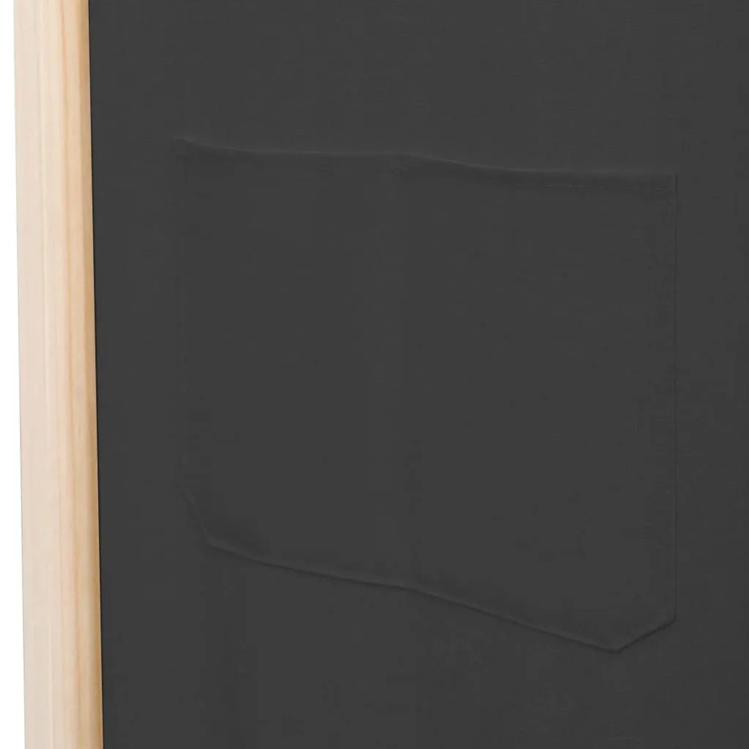 Grauer VidaXL Raumteiler, 4-teilig, mit Stoffbespannung und Taschen, Detailansicht.