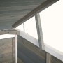Detailansicht der grau-weißen Proregal XL Mülltonnenverkleidung aus Tannenholz.
