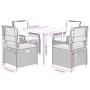 Braune 5-tlg. Garten-Essgruppe aus Rattan mit Tisch und Stühlen inklusive Kissen.